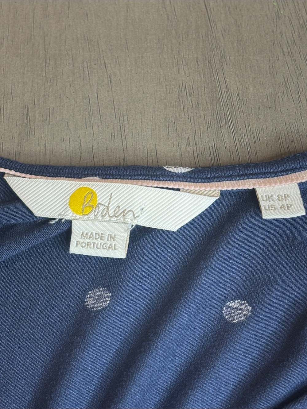 💙Boden Navy Blue Polka Dot V-Neck Dress Petite 4P Stretch Long Sleeve Flowy💙 - Picture 6 of 11